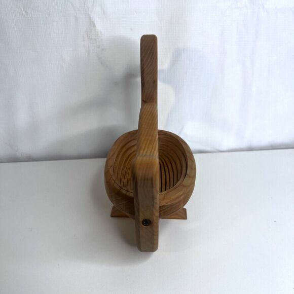 Duck Handcrafted Collapsible Wooden Basket Bread Fruit Bowl Decor Farmhouse - Picture 6 of 10